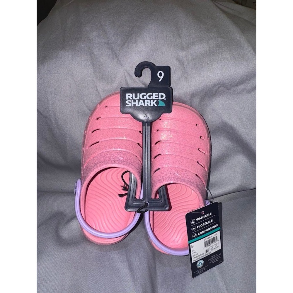 Rugged Shark Kids GT RS EVA Clog Pink Glitter Purple Strap Size 9 NEW